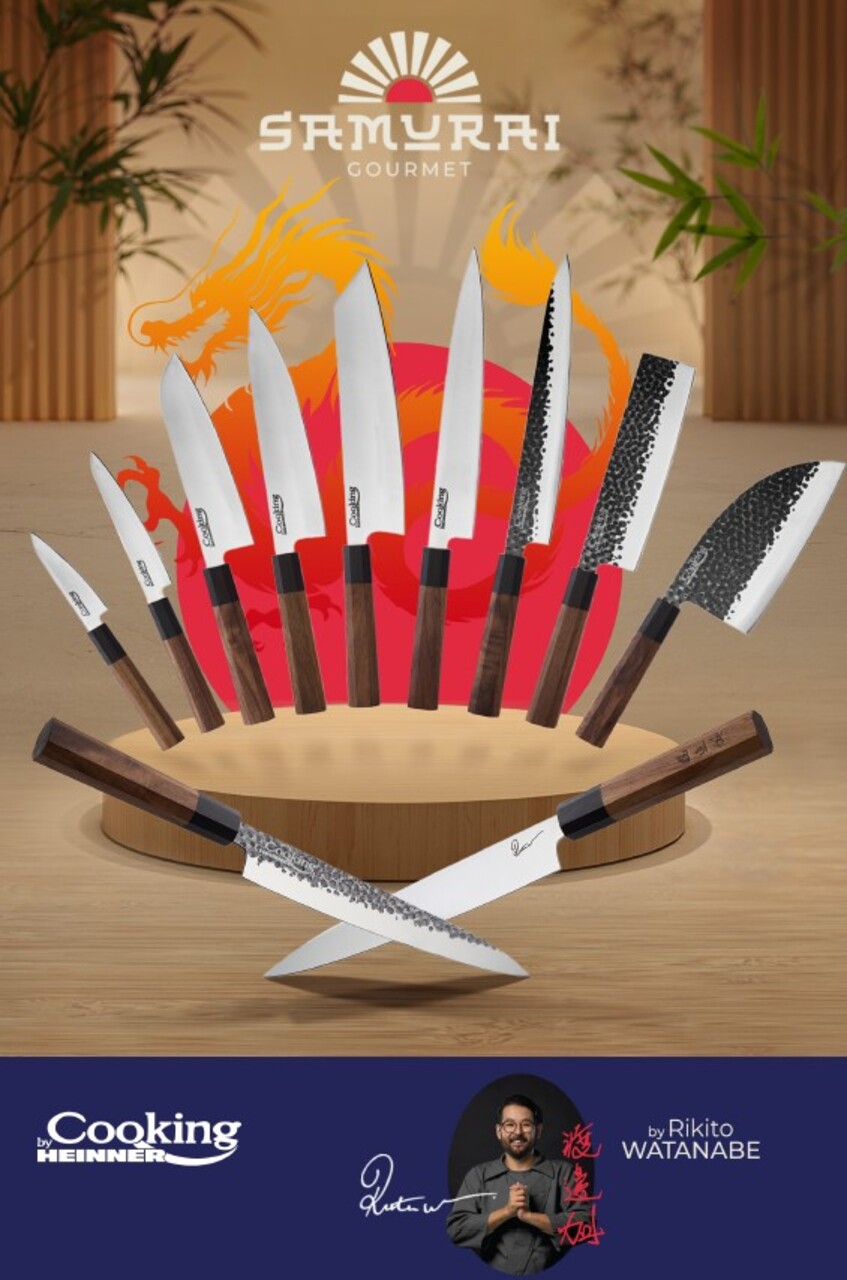 Cutit universal, Samurai Gourmet by Rikito Watanabe si Cooking by Heinner, 13 cm, inox/lemn, maro - imagine 6