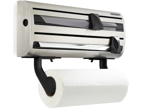 Suport pentru prosoape de bucatarie/folie aluminiu/folie plastic, Leifheit, Parat Royal, cu montare pe perete, 16 x 38 cm, inox/plastic