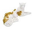 Figurina /sculptura decorativa  Leopard, Mauro Ferretti, 53x21.5x24 cm, polirasina, alb/auriu