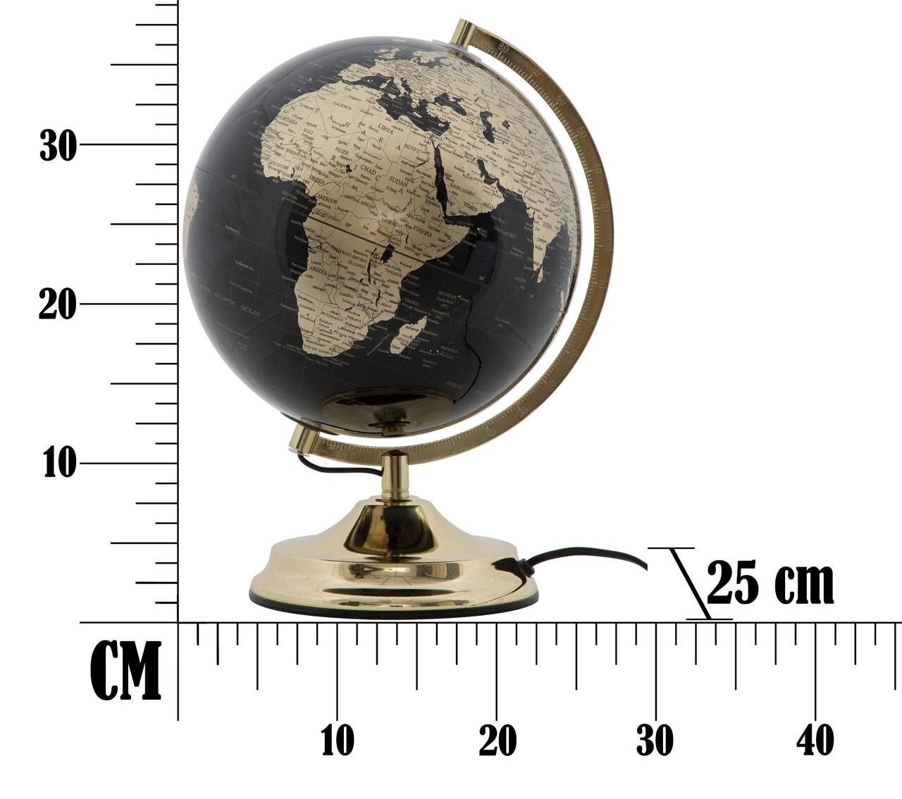 Decoratiune Luminoasa Globe Globe, Mauro Ferretti, Ø25x38 Cm, 1 X 40W, Negru/auriu