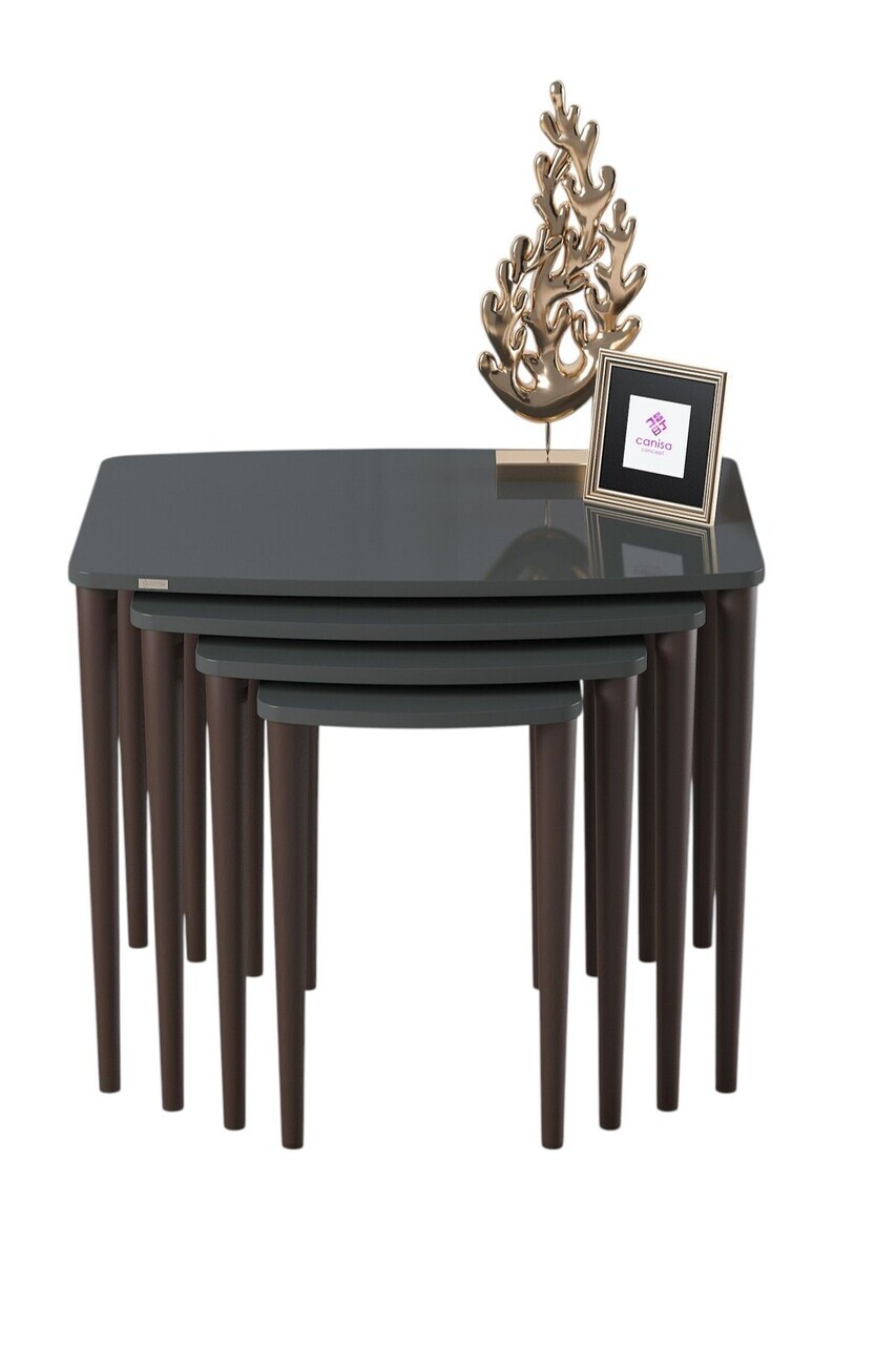 Set masute Nesting 4 piese, Hanah Home, Telwe, Antracit / Nuc — imaginea 2
