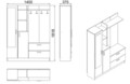 Dulap cu pantofar, cuier si oglinda DD5-AA, Locelso, 140x36.8x181.8 cm, PAL, natural/antracit