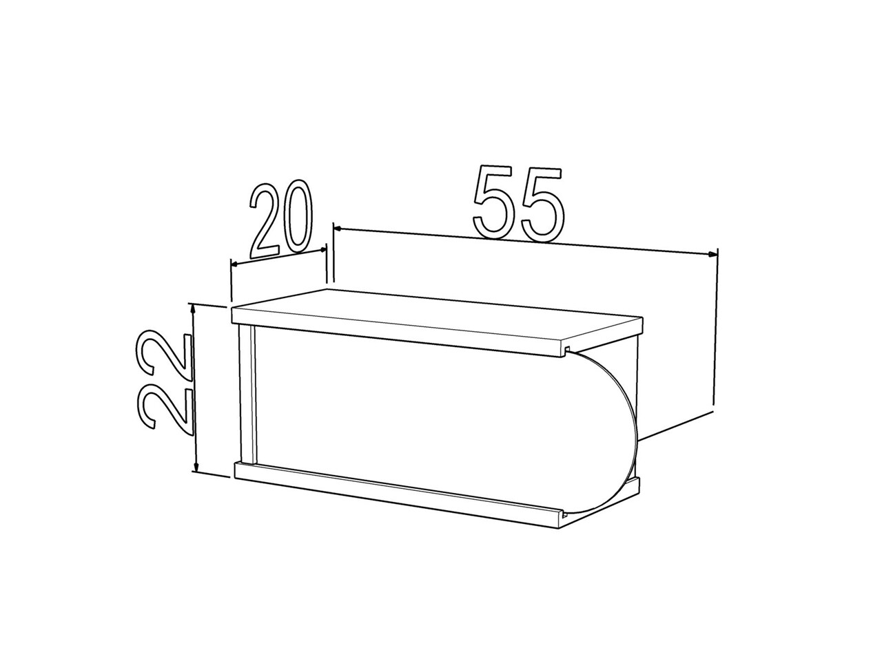 Set 2 Rafturi De Perete Mingitav Illia No.2, 55 X 20 X 22 Cm, PAL, Walnut