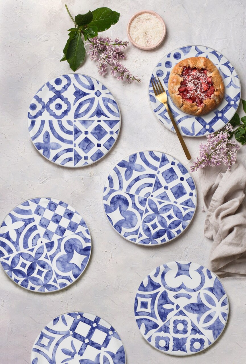 Set platouri servire, Mia, 280TMA1512, Ceramica, Alb/Mov