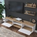 Comoda TV cu 2 rafturi, Wren, M48 - 1043, pal melaminat, alb/nuc