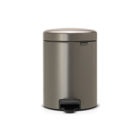 Cos de gunoi cu pedala, Brabantia, NewIcon Platinum, 5 L, 27.2x20.5x29.1 cm, otel, gri inchis