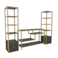 Comoda TV, Retricy, Robbins, 198x39x160 cm, PAL, Aur/Antracit
