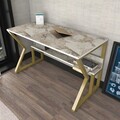 Birou, Zena Home, Wake, 120x72.8x60 cm, PAL, Alb/Auriu
