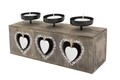 Suport pentru lumanari Heart, Bedora, 3 recipiente, lemn/metal, negru/natur