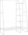 Suport pentru umerase cu 5 rafturi si 6 agatatori, Vasagle, 120x45x160 cm, max. 220 kg, PAL/otel, alb mat