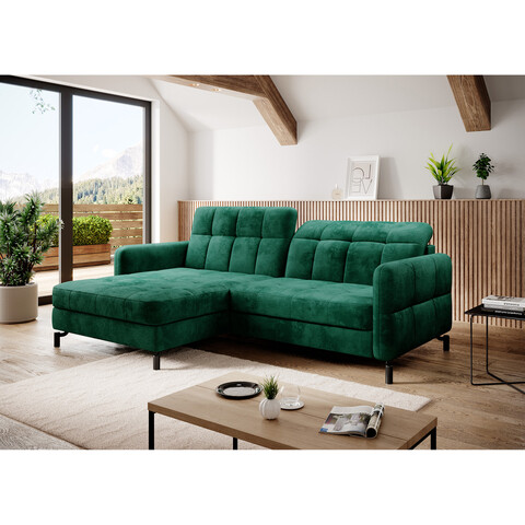 Coltar extensibil stanga 3 locuri ELTAP, Lore-31, Lorelle, 225x160x105 cm, lemn/poliester, verde inchis