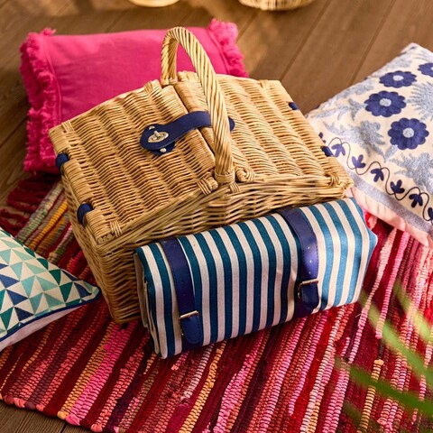Cos de picnic 4 persoane Orlando, Homla, 40x28x20 cm, rachita/inox, natur