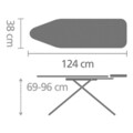 Masa de calcat, Brabantia B, Cotton Flower, 124x38 cm, 7 pozitii de reglare, polipropilena/otel/bumbac