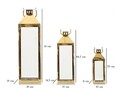 Set 3 felinare Gold, Mauro Ferretti, 18x19x61 cm, fier/sticla, auriu