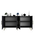 Consola, Olivia, Fuga KB150, 150x75x35 cm, PAL, Antracit / Aur