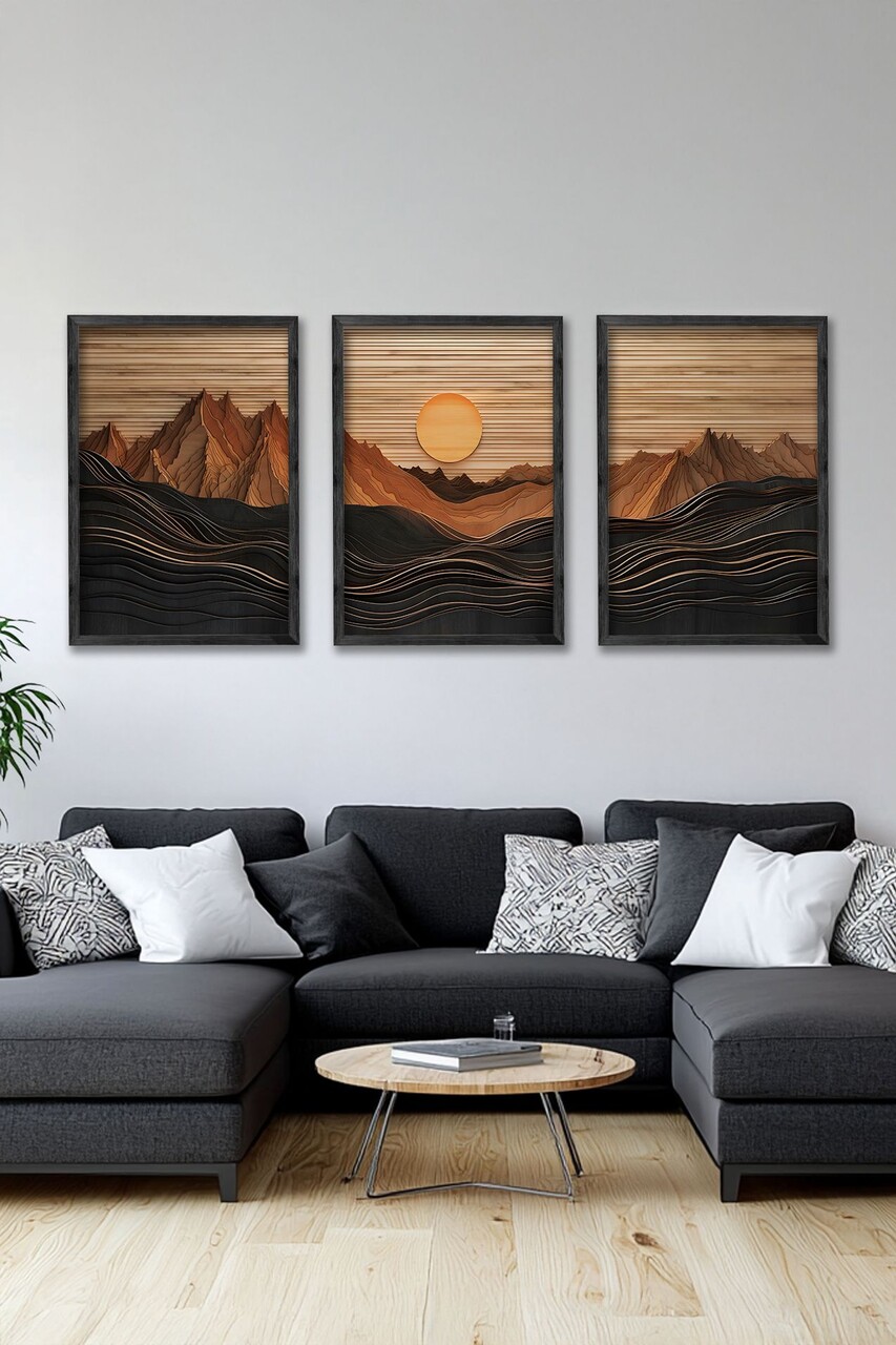 Set 3 tablouri decorative Ersy3Syhcrv63 MDF Multicolor