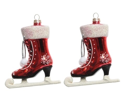 Set 2 globuri Skate, Decoris, 4x9.5x11.5 cm, sticla, rosu lucios