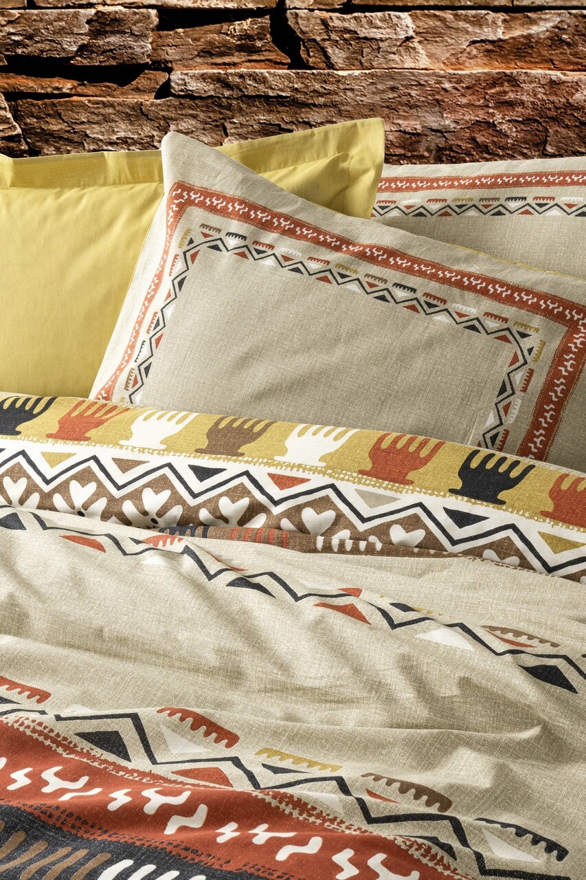 Lenjerie de pat dubla, Magnus - Mustard, Cotton Box, Bumbac Ranforce