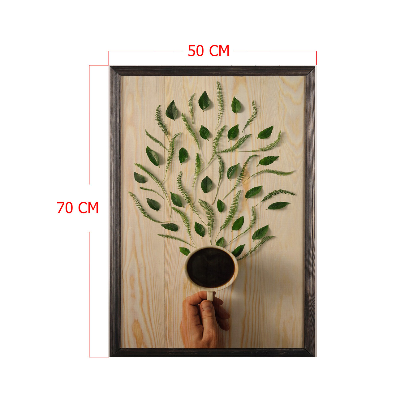 Tablou decorativ, Coffee Tree XL, Lemn, Lemn, Multicolor