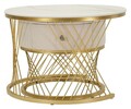 Set 2 masute de cafea Votix, Mauro Ferretti, 70x48 cm, 50x43.5 cm, lemn de pin/MDF/metal, crem/auriu