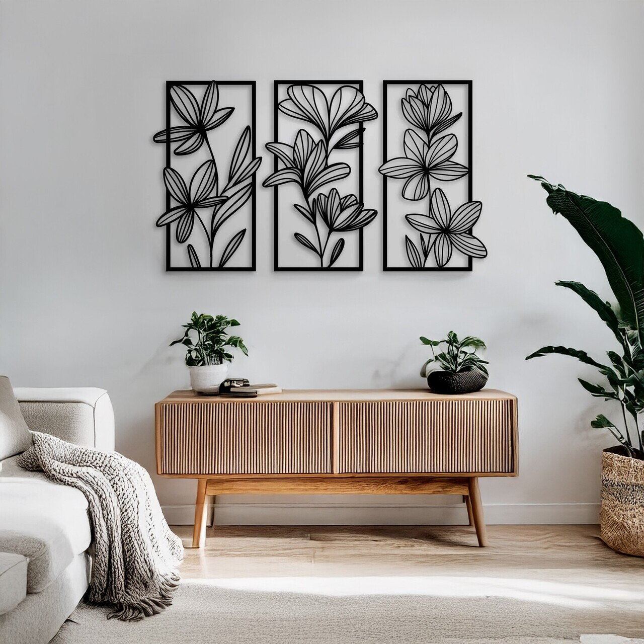 Set de accesorii decorative de perete din metal, DCV-1099-MT, Dimensiune: 22 x 50 cm (3 bucăți), Negru — imaginea 2