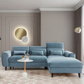 Coltar extensibil dreapta 4 locuri ELTAP, Foble, 267x196x100 cm, lemn/poliester, albastru deschis