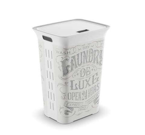 Cos de rufe, Kis, Chic Laundry, 60 L, plastic, alb/gri