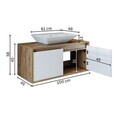 Dulap de baie cu chiuvetă, Hanah Home, 1752, 100x58x45 cm, MDF-LAM, Pin Atlantic / Alb Mat