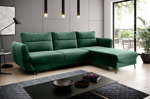 Coltar extensibil dreapta 3 locuri ELTAP, RT-35LU, Silva, 276x201x100 cm, lemn/poliester, verde inchis