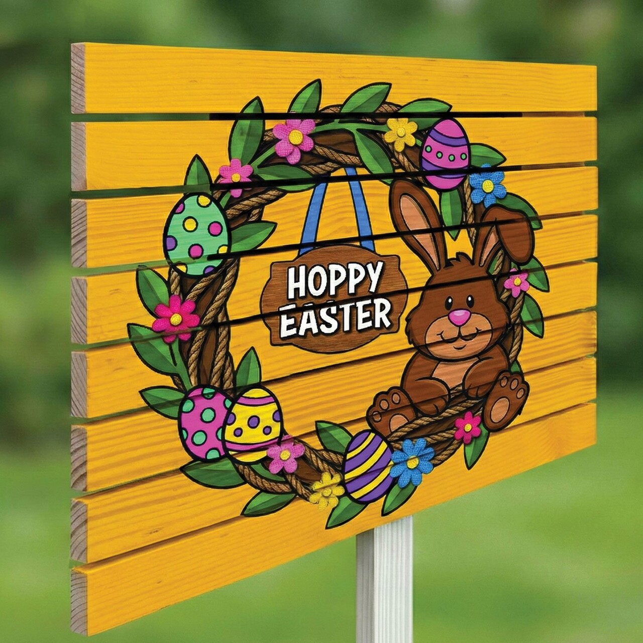 Semn de curte, Easter Hanging Sign, 58x38 cm, Multicolor - imagine 2