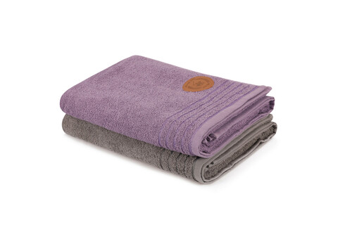 Set prosoape de baie 2 piese, Beverly Hills Polo Club, 410, Bumbac, Gri/Mov