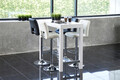 Scaun de bar Sylvia, Actona, 41.5x52x115 cm, rotativ, piele ecologica/otel, negru/crom