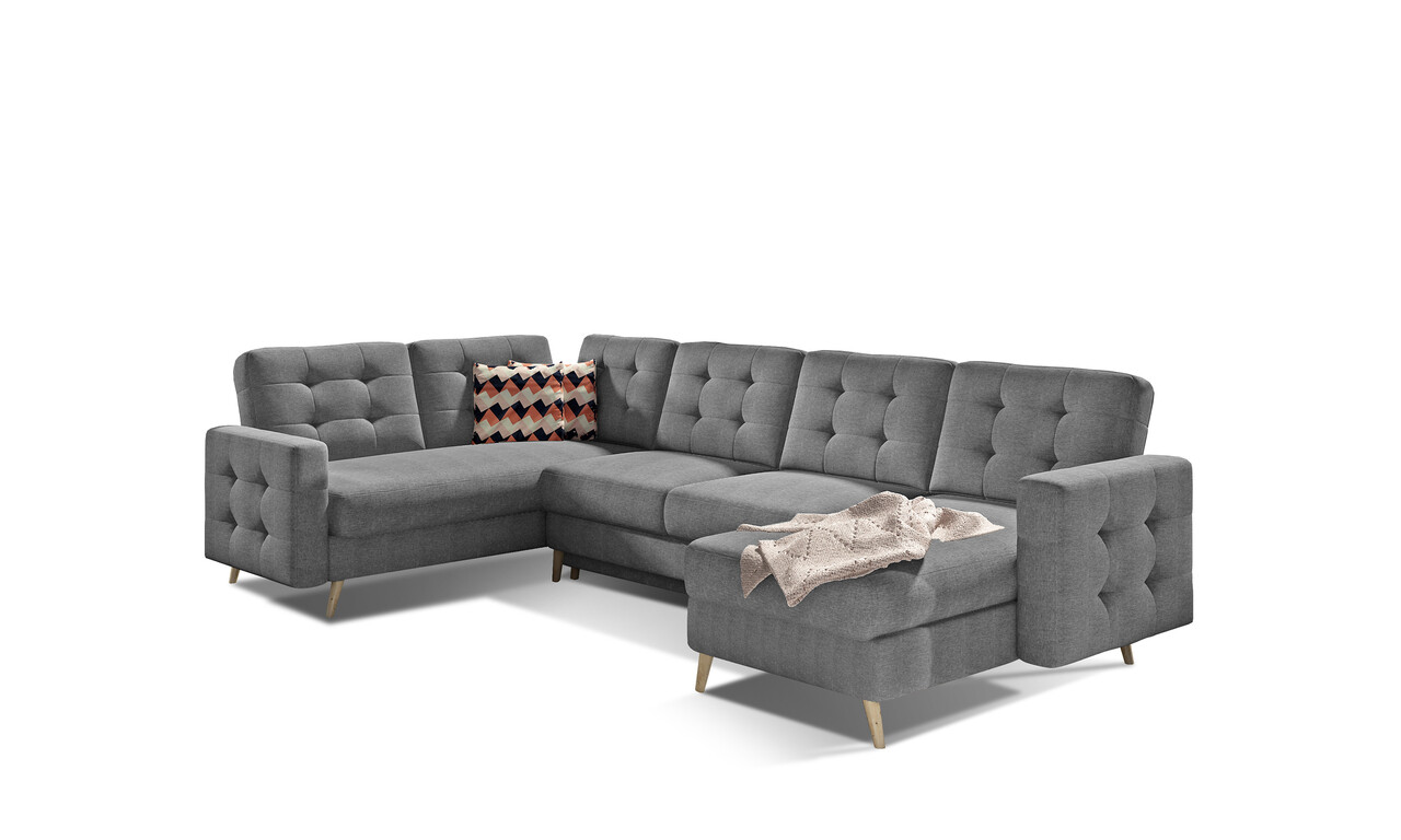 Coltar extensibil reversibil 5 locuri ELTAP, AsdU-04, Asgard, 326x202x93 cm, lemn/poliester, gri - 1 | YEO