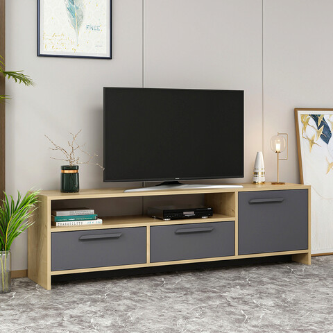 Comoda TV, Colman, Tyson, 160×35.6×46.4 cm, Stejar / Antracit Colman