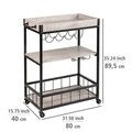 Carucior pentru bucatarie, Wenko, Rustico, 80 x 89.5 x 40 cm, metal/mdf, negru/gri