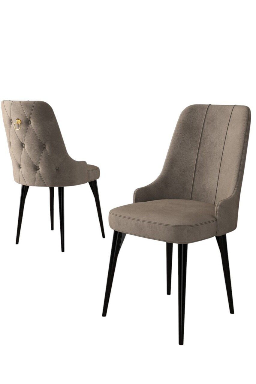 Set scaune 6 piese, Hanah Home, Enoa, Cappuccino / Negru — imaginea 2