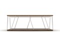 Masuta de cafea Rafevi Tars, 90 x 60 x 30.5 cm, PAL/metal, walnut/chrome