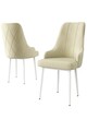 Set scaune 4 piese, Charlotte, Trex, Crem/Alb