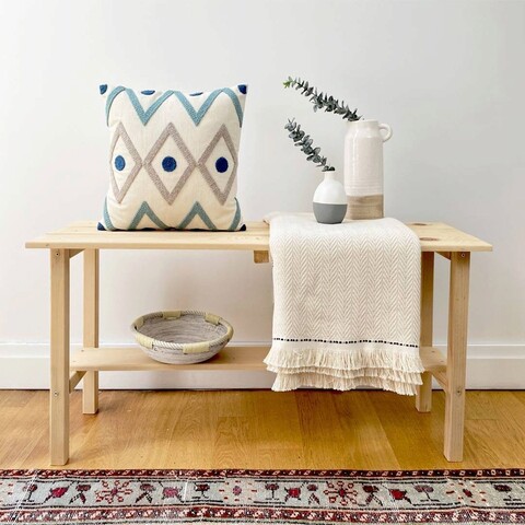 Perna, bethany punch pillow with İnsert, 43x43 cm, material: 20% in, 80% poliester, turcoaz / gri / bleumarin