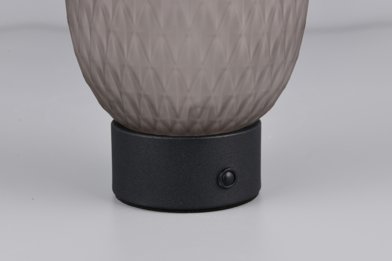 Lampa de masa Facette, TRIO, 11.8x20.5 cm, 1.5W, 1x SMD, sticla, negru mat/gri