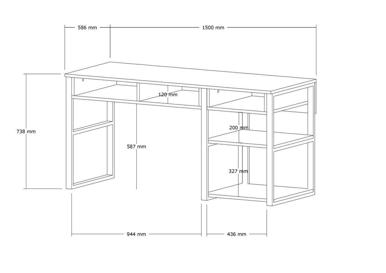 Birou, Puqa Design, Emro, 150x75.8x58.4 cm, PAL, Alb/Auriu