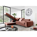 Coltar extensibil stanga 3 locuri ELTAP, LT-24NU, Grayson, 278x205x92 cm, lemn/poliester, roz