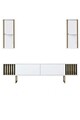 Comoda TV, Bexley, Gold Line, 180x30x48 cm, PAL, Alb/Negru