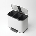 Cos de gunoi cu pedala, Brabantia, Bo Pedal, 3x11 L, 36.3x54x44 cm, otel, alb