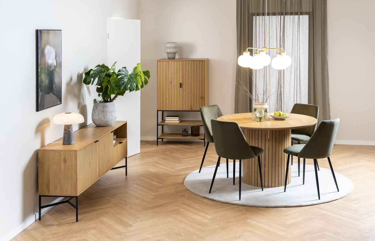 Scaun Ines, Actona, 49.2x57.5x84 cm, tesatura corduroy/otel, verde olive - view 5
