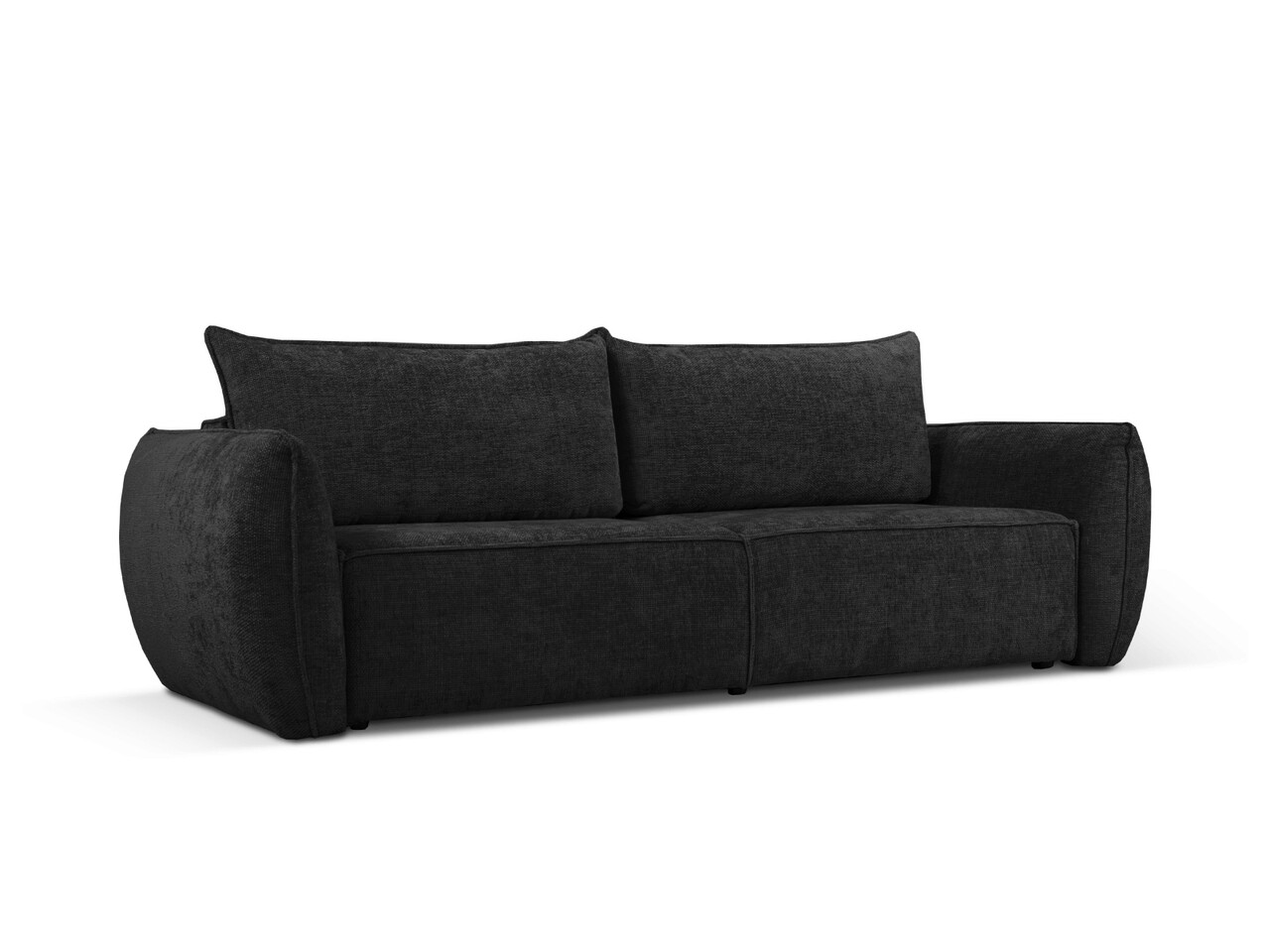 Canapea extensibila 3 locuri, Kaelle, Micadoni Home, BL, 244x97x91 cm, poliester chenille, negru - 1 | YEO