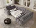 Coltar extensibil dreapta 3 locuri ELTAP, RT-04AU, Fectory, 346x205x93 cm, lemn/poliester, gri inchis