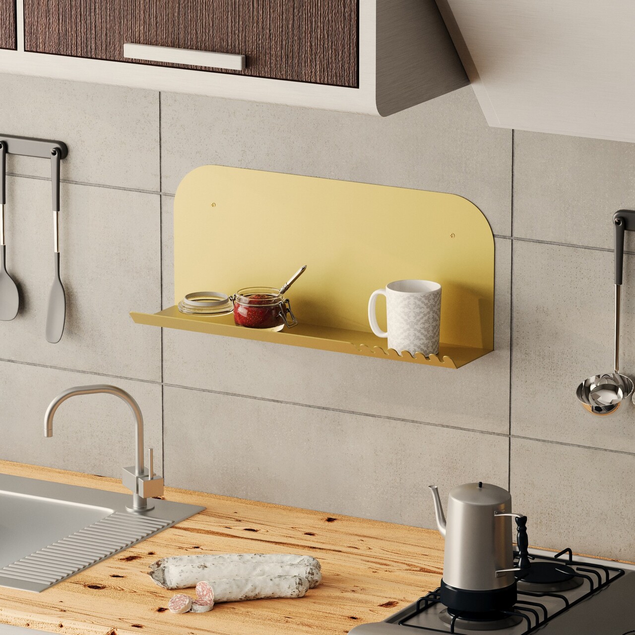 Raft de perete, Cerritos, Long Pouch, Auriu - 2 | YEO