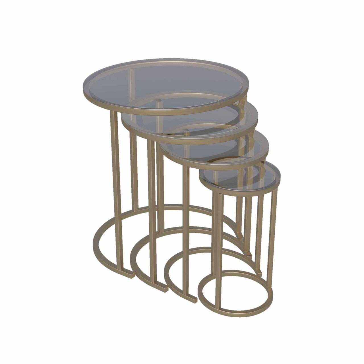 Set masute Nesting 4 piese, Hanah Home, Milas 4, Auriu — imaginea 3