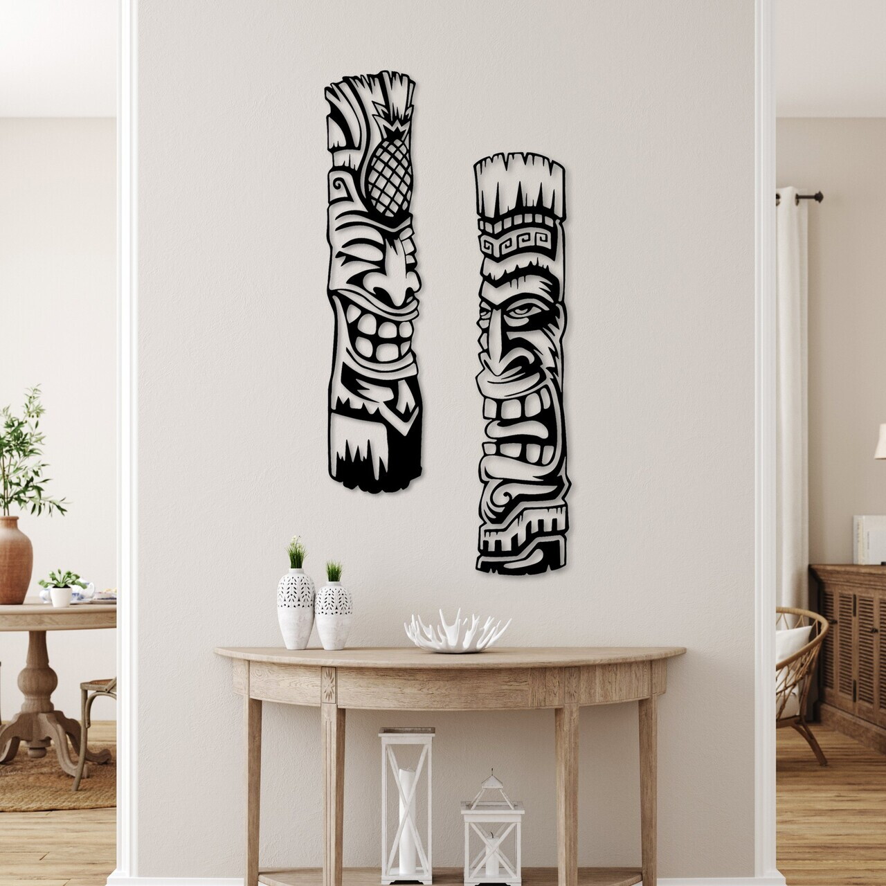 Decoratiune de perete, Tiki, Metal, (Grosime: 1,5 mm), Negru — imaginea 3
